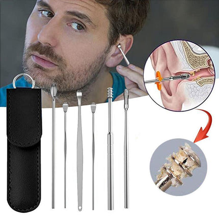 6Pcs Earpick Ear Wax Curette Ear Cleaner Remover Spoon Ear Cleaning Tool Kit - Aimall