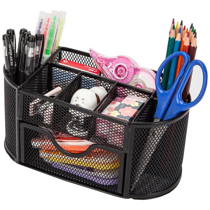 Creative Metal Desktop Pen Holder Multi-function Storage Box Organizer Rack