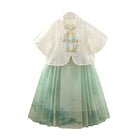 Girls Short Sleeve Dress Chinese Style Skirt Traditional Summer Outfit