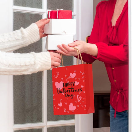 30x Valentines Day Love-Themed Tote Bag Elegant Kraft Paper Handbag Lightweight