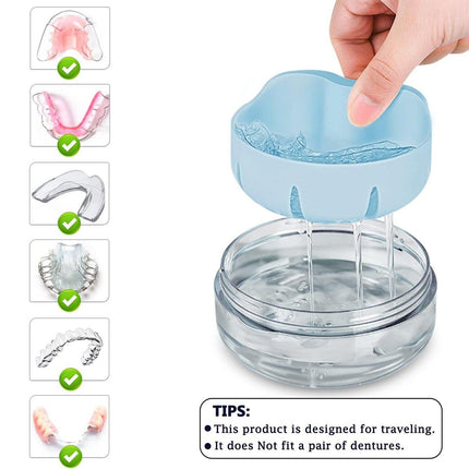 Blue Braces Cleaning Organiser Soak Box Portable Toothbrush Holder for Oral Care