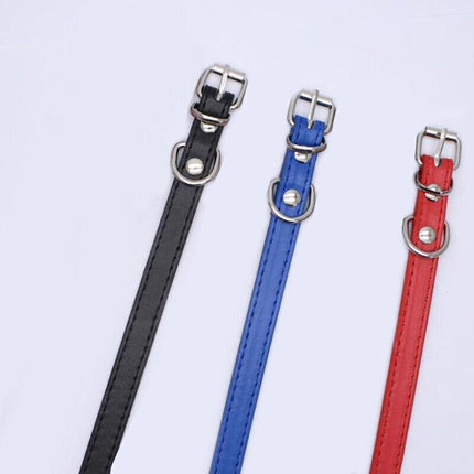 Dog Collar Pet Puppy Adjustable Neck Strap PU Leather pink blue red black purple XS - Aimall