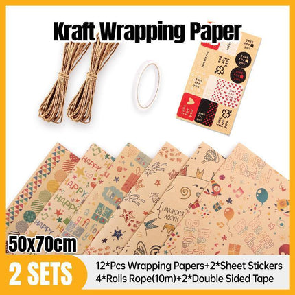 Musical Note Kraft Paper Valentines Birthday Gift Wrap Holiday Wrapping Paper