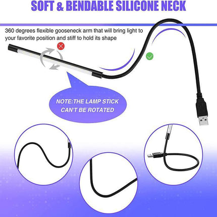 Flexible USB 10 LED Light Lamp for Keyboard Reading Notebook Laptop - Aimall
