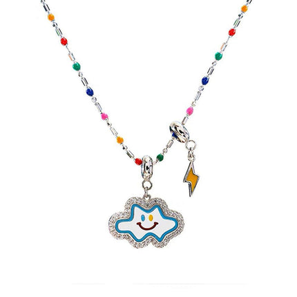Colourful Smile Cloud Pendant Necklace Fashion Jewellery for Women Girls Gift