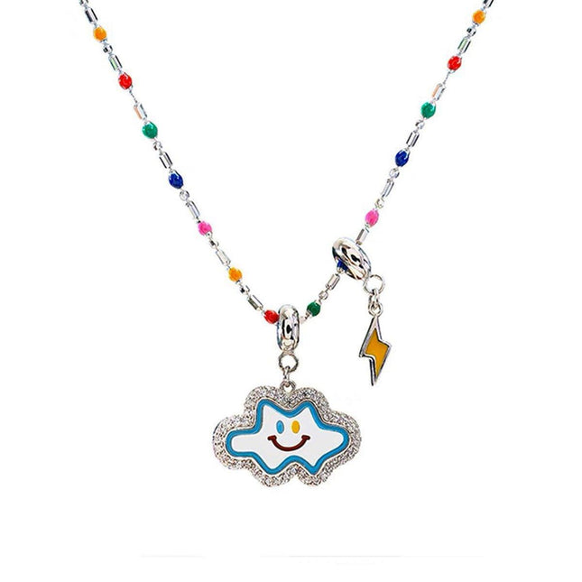 Colourful Smile Cloud Pendant Necklace Fashion Jewellery for Women Girls Gift