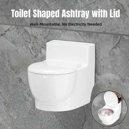 Decorative Ashtray Toilet-shaped Wall-mounted with Lid for Home Bathroom Hanging