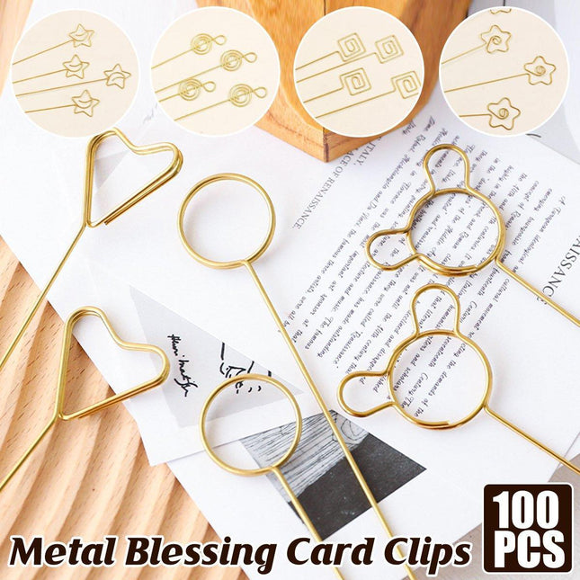 100pcs Flower Metal Clips Holders Gift Florist Bouquet Blessing Card Clips Set