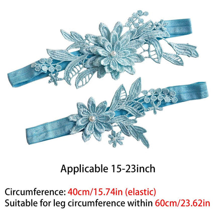 4pcs Blue Lace Garter Set Elegant Leg Loop Garters for Women Bridal Accessories