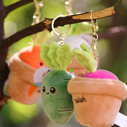 Lifelike Plants Potted Radish Stuffed Plush Toys Cartoon Plants kid keychain - Aimall