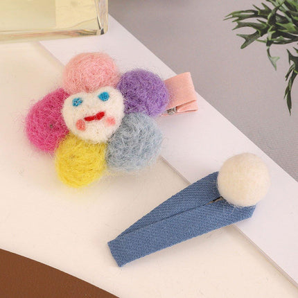 Cute Rainbow Moon Hairpin with Fabric Felt Ball Fashion Hair Accessories Gift