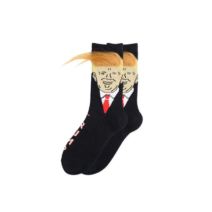 Unisex Fashion Hair Pattern Cotton Mid Calf Socks Trendy Design Comfortable Fit
