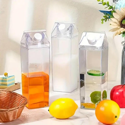 4pcs Large Capacity Square Mug Transparent Plastic Water Juice Drinking Cups