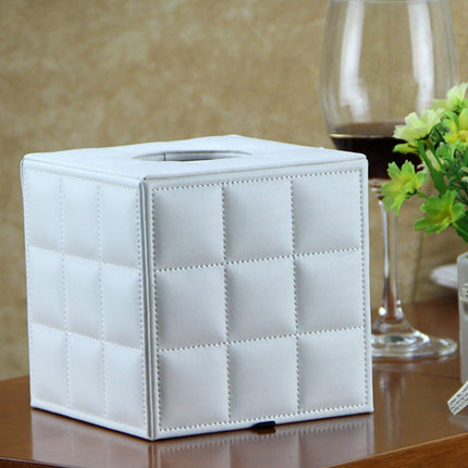 Luxury Leather Square Tissue Box Living Room Hotel Roll Paper Tube Holder