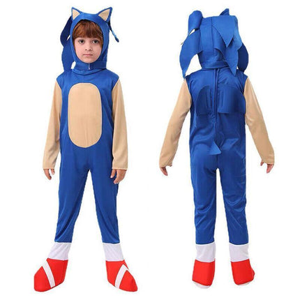 Kids Sonic The Hedgehog Jumpsuit Cosplay Costume Fancy Dress Christmas Wear Hat AU - Aimall
