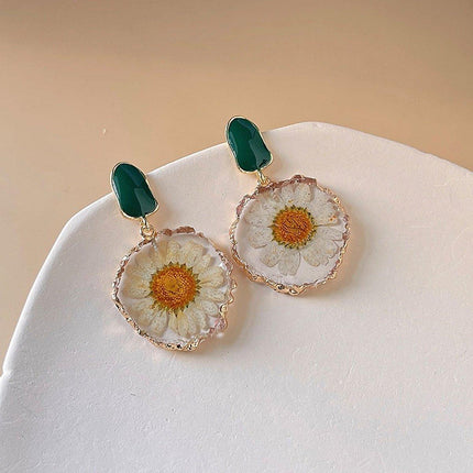 Elegant Handmade Earring Real Dried Flowers High-Grade Fashion Jewelry