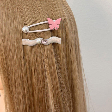 Simple and Cute Pink Metal Letter Hair Clip Accessory for Women and Girls