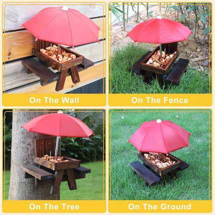 Wooden Squirrel Feeder Outdoor Hanging Bird Feeder for Garden Backyard Pets
