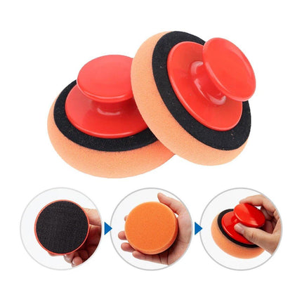 5pcs Car Polishing Sponge with Handle Manual Buffing Pads for Auto Detailing