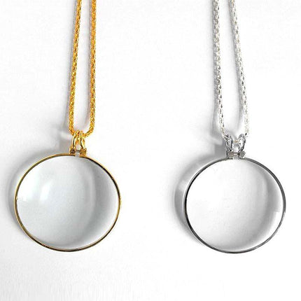 Monocle Lens Necklace 5x Magnifier Magnifying Glass Pendant Coin Gold Silver - Aimall