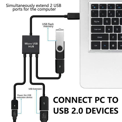 Micro USB 2.0 OTG HUB Cable Adapter AU Male to Female Dual Host Fast Transfer - Aimall