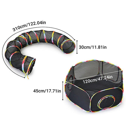 Collapsible Cat Tunnel Interactive Drill Bucket Fun Pet Toy for Cats Indoor Play