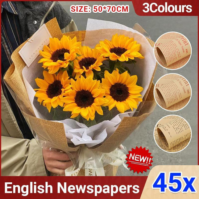 45X Gift Packaging Packing Material Kraft Tissue English Newspaper Bouquet Paper - Aimall
