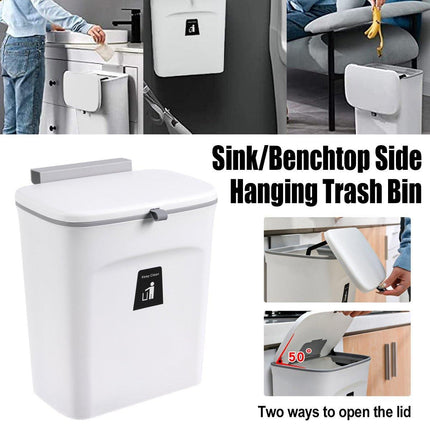 Wall Mounted Kitchen Trash Can with Sliding Lid Hanging Waste Bin for Household