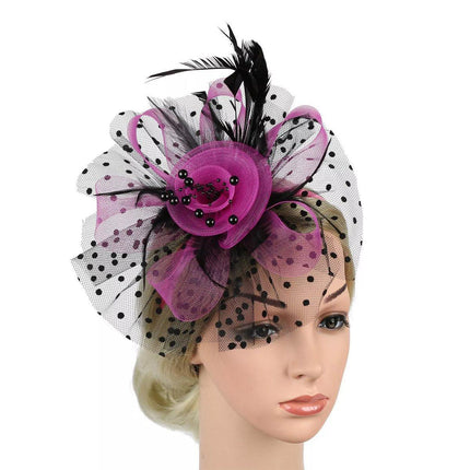 Vintage Accessories Mesh Veil Headpiece Feather Floral Headwear for Women Party