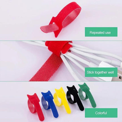 100PCS Reusable Cable Tie Nylon Hook Loop Strap Cord Ties PC TV Organiser