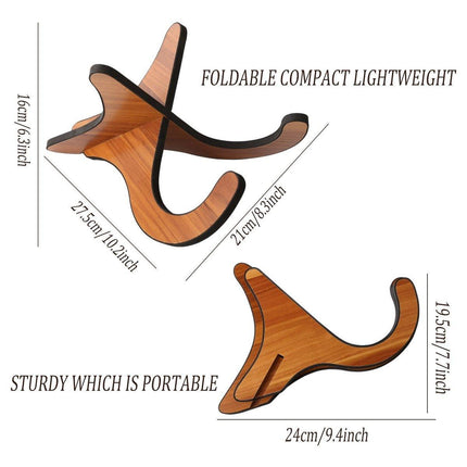 Wood Colour Folding Guitar Stand Floor Rack Portable