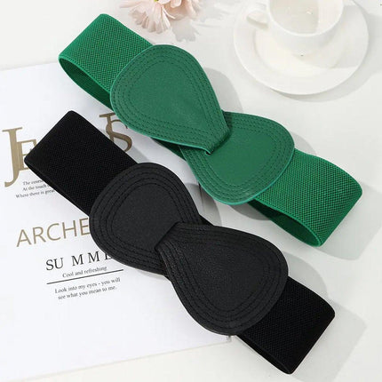 Fashion Belt Red Elastic Waist Cover Wide Belt Women Black Elastic Bow Decoration