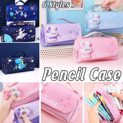 Functional Pencil Case Stationery Bag Pen Holder Storage Organizer for School