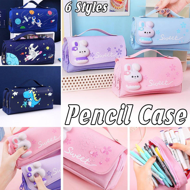 Functional Pencil Case Stationery Bag Pen Holder Storage Organizer for School
