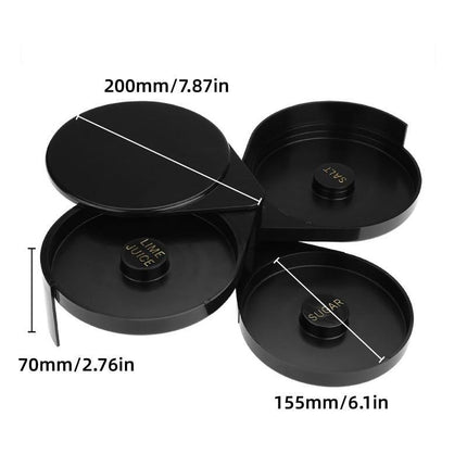 Triple Plastic Salt and Sugar Rim Container for Cocktail Juice Flavoring Dipping