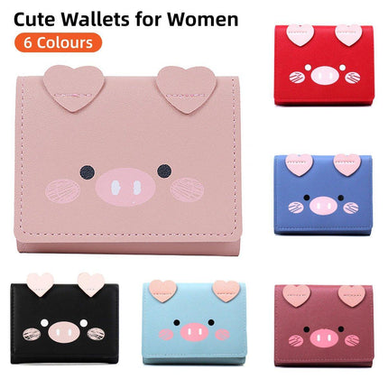 Womens Cute Cartoon Short Wallet Small Three Fold Multi Card Holder Wallet