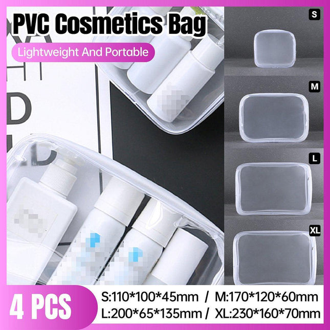 Transparent PVC Cosmetic Bag Waterproof Lightweight Travel Organizer  4Sizes