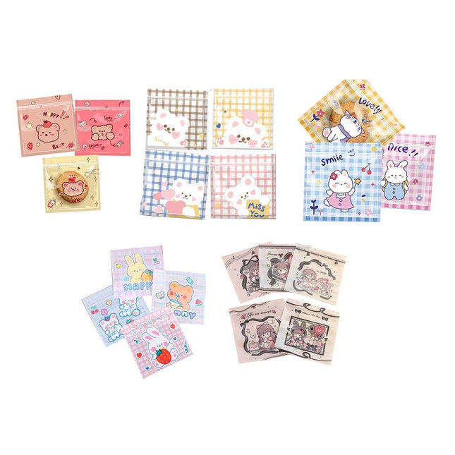 100pcs Cartoon Ziplock Bags For Snacks Candy Cookies Food Safe Plastic Bags