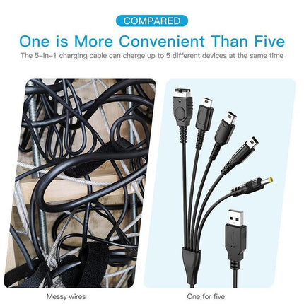5in1 USB Charger Charging Cable for Nintendo NDSL / NDS /GameBoy Advance GBA SP - Aimall