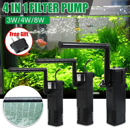 ECO 4 in 1 Fish Tank Aquarium Submersible Water Power Filter Pump /Carbon Cube - Aimall