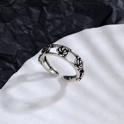 Vintage Rose Open Ring Adjustable Fashion Jewelry Women Girls Party Wear