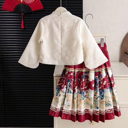 Traditional Chinese Hanfu Girl Horse-faced Skirt Elegant Dress for Festivals