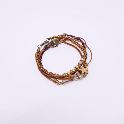 Coffee Coloured Vintage Braided Rope Beaded Bracelet Ethnic Style Jewelry