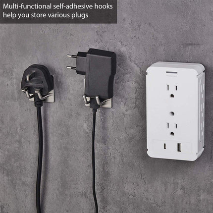 4pcs No Punch Hooks Powerful Adhesive Wall Mounted Metal Kitchen Hooks Set