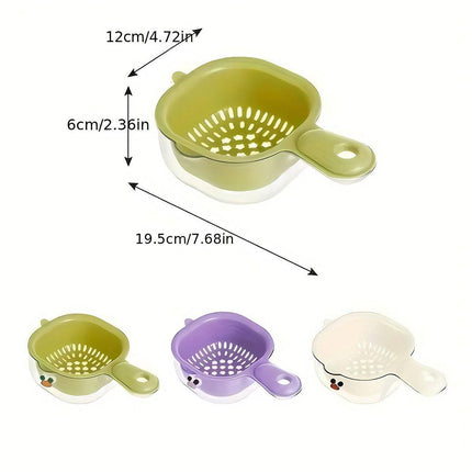 2in1 Double Layer Duckbill Draining Basket Water Vegetable Fruit Washing Basket