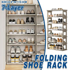 7 Tier Folding Shoe Rack for Easy Storage Space Saver Adjustable Shoe Organizer
