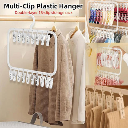 Clothes Rack Plastic Household Drying Hangers Non-Slip Storage Clip Organiser