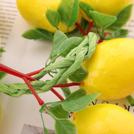 2pcs Artificial Yellow Lemon Hanging Decorations Fake Fruit Home Decor Set