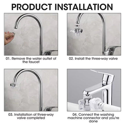 Switch Faucet Adapter Kitchen Sink Splitter Diverter Valve Water Tap Connector