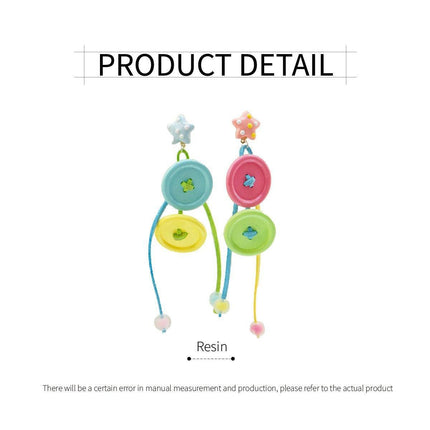Candy-Coloured Braided Button Earrings Long Tassels Fashion Jewelry Gift